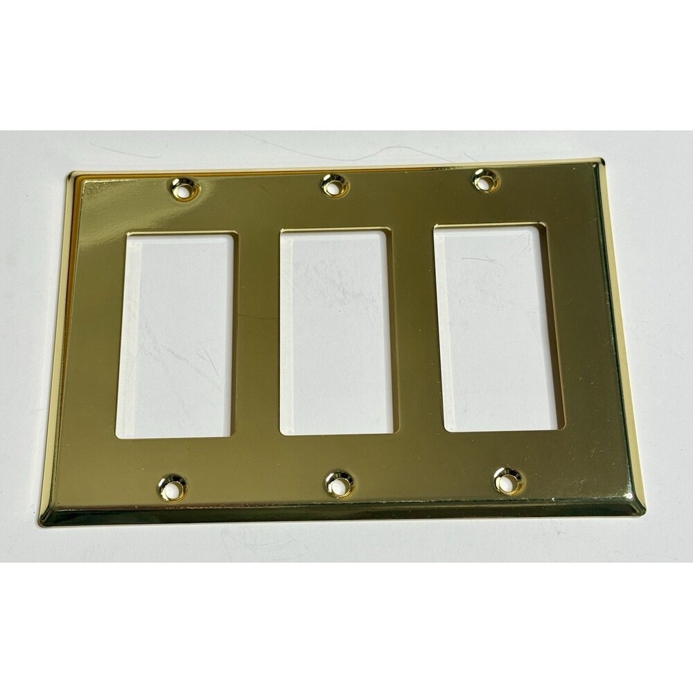 Restoration Hardware Metal 3-Gang Rocker Plate Outlet Cover Antique Brass $26